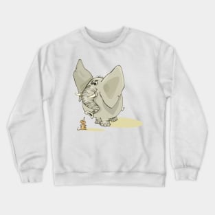 This giant elephant is afraid of a tiny mouse Crewneck Sweatshirt